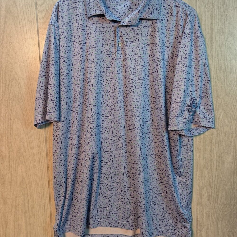 Peter Millar Summer Comfort Polo Shirt Men's XL Beach Print Golf Performance